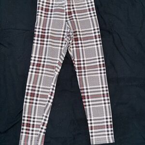 Old Navy Kids Plaid Leggings - Black, White, Red